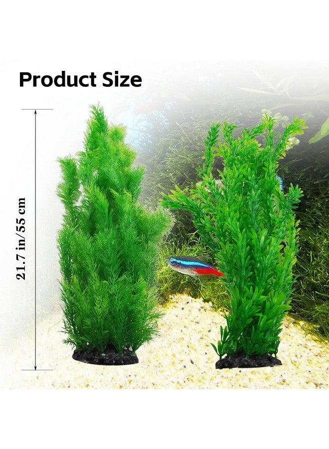 kathson Aquarium Plants Plastic Realistic Tall Fish Tank Plant Decorations Seaweed Fish Tank Decor Artificial Plants Ornament for Aquarium Extra Large 21.7 Inches (Green,2 PCS) - Image 2