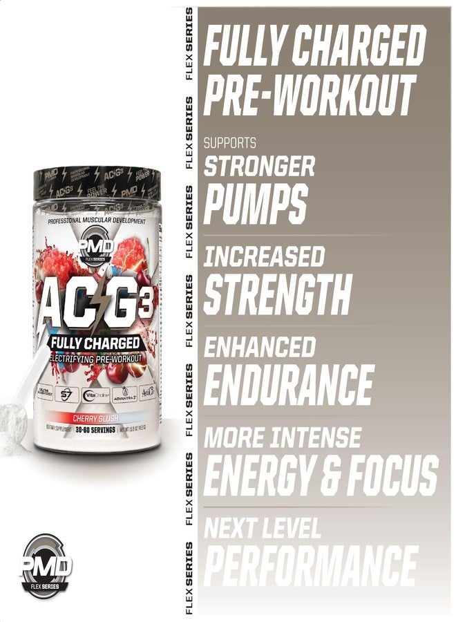 PMD Sports ACG3 Fully Charged - Electrifying Pre Workout Powder - High Energy & Pump Pre Workout for Men and Women to Maximize Focus, Endurance & Performance - Cherry Slush (30-60 Servings) - Image 3