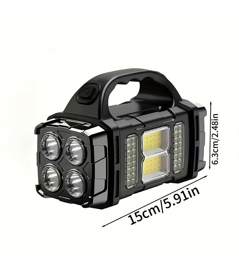 Black HB2678 Solar Camping Lantern Dual Light USB Flashlight - Image 2