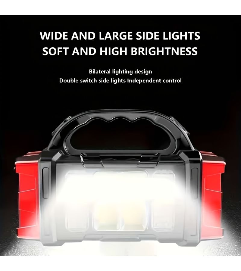 Black HB2678 Solar Camping Lantern Dual Light USB Flashlight - Image 4
