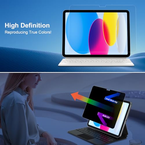 ZOEGAA Privacy Screen Protector For iPad A16 10.9 Inch/11 Inch 2022/2025 11th/10th Generation, Anti Blue Light And Glare Face Id & Apple Pencil Compatible Case Friendly - Image 4