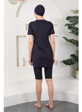 Medipek Semi-Covered Lycra Patterned Hijab Swimsuit  - Image 3