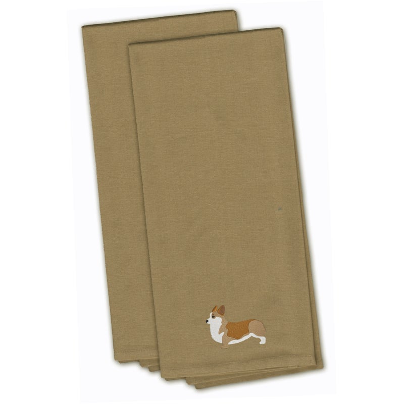 Caroline's Treasures ""Caroline's Treasures BB3420TNTWE Corgi Tan Embroidered Kitchen Towel (Set of 2)  28"""" x 19""""  Multicolor"" 