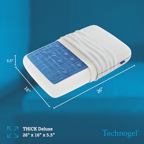 Technogel Deluxe Cooling Gel Pillow - Patented Cooling Technology, Odorless Memory Foam – Breatable Ergonomic Support for Side & Back Sleepers with Washable Cover, 5.5" (Thick) - Image 3