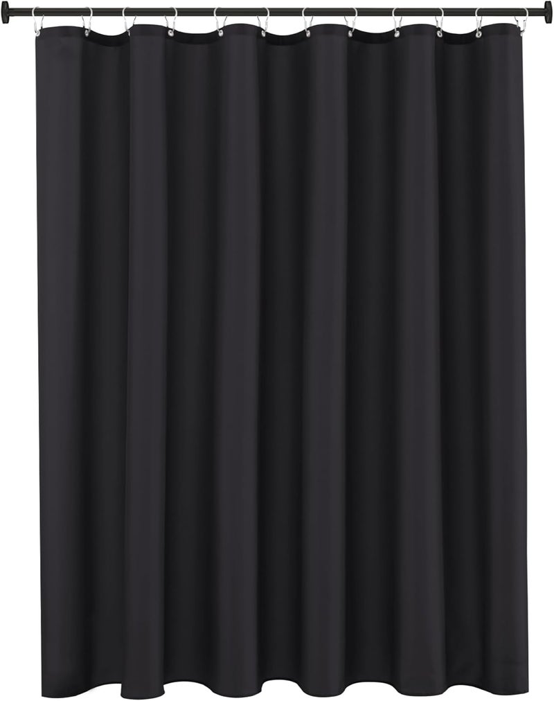 Biscaynebay Fabric Shower Curtain Short Stall Liners 72" Width by 65" Length, Black Water Resistant Bathroom Curtains, Rust Resistant Grommets Top Weighted Bottom Machine Washable - Image 1