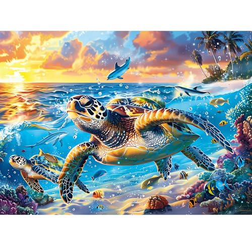Edsjegn 500 Piece Puzzle for AdultsSea Turtle Puzzle Recycled Cardboard Jigsaw Puzzles 500 Pieces Challenging Family Activity Great Gift Idea for Family Friends Difficult Puzzles Size 205X 15 inches - Image 1
