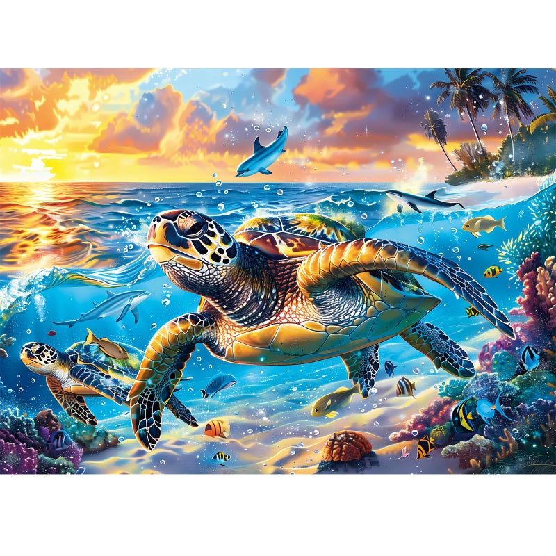 Edsjegn 500 Piece Puzzle for AdultsSea Turtle Puzzle Recycled Cardboard Jigsaw Puzzles 500 Pieces Challenging Family Activity Great Gift Idea for Family Friends Difficult Puzzles Size 205X 15 inches - Image 3