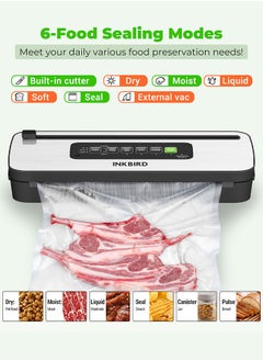 INKBIRD INKBIRD Compact Home Vacuum Sealer Machine INK-VS05, Dry/Moist/Liquid Food Types with Vac&Seal/Seal Only/Pulse/Canister Modes, Cooling Sealing Strip, Overheat Protection System  - Image 4
