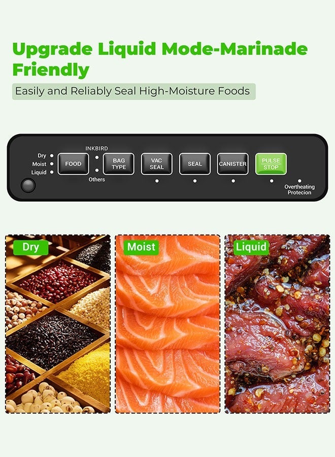 إنك بيرد آلة ختم فراغ مضغوط من INKBIRD موديل INK-VS05 للاستخدام في المطبخ، للحفاظ على الأطعمة الجافة والرطبة والسائلة بـ 4 أوضاع، أداة تغليف الطعام مزودة بقاطع مدمج وحماية من الحرارة الزائدة، مثالية للحفاظ على نضارة الطعام - Image 3