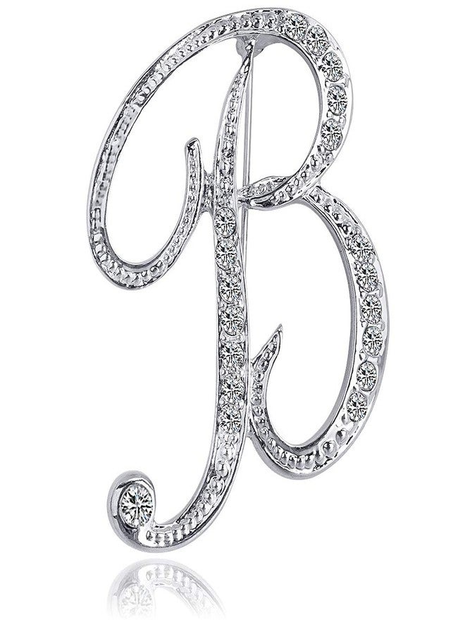 ETHOON Letter Brooch Pins Initial Rhinestone Brooch for Women Crafts Silvery A-Z, 2 Inch, Metal - Image 1