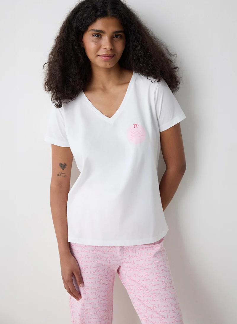 بنتي طقم بيجامة قطن وردي