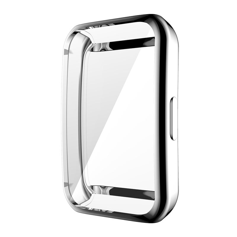 erorex For Huawei Band 7/6 / Honor Band 6 Hat-Prince Full Coverage Electroplated Soft Tpu Case With Screen Protection(Silver) - Image 2