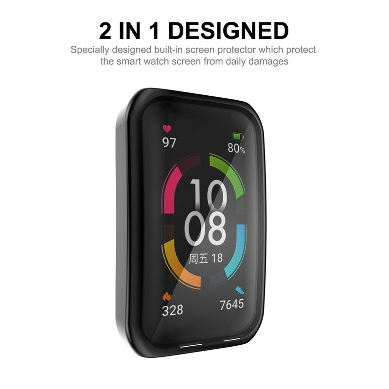 erorex For Huawei Band 7/6 / Honor Band 6 Hat-Prince Full Coverage Electroplated Soft Tpu Case With Screen Protection(Silver) - Image 3