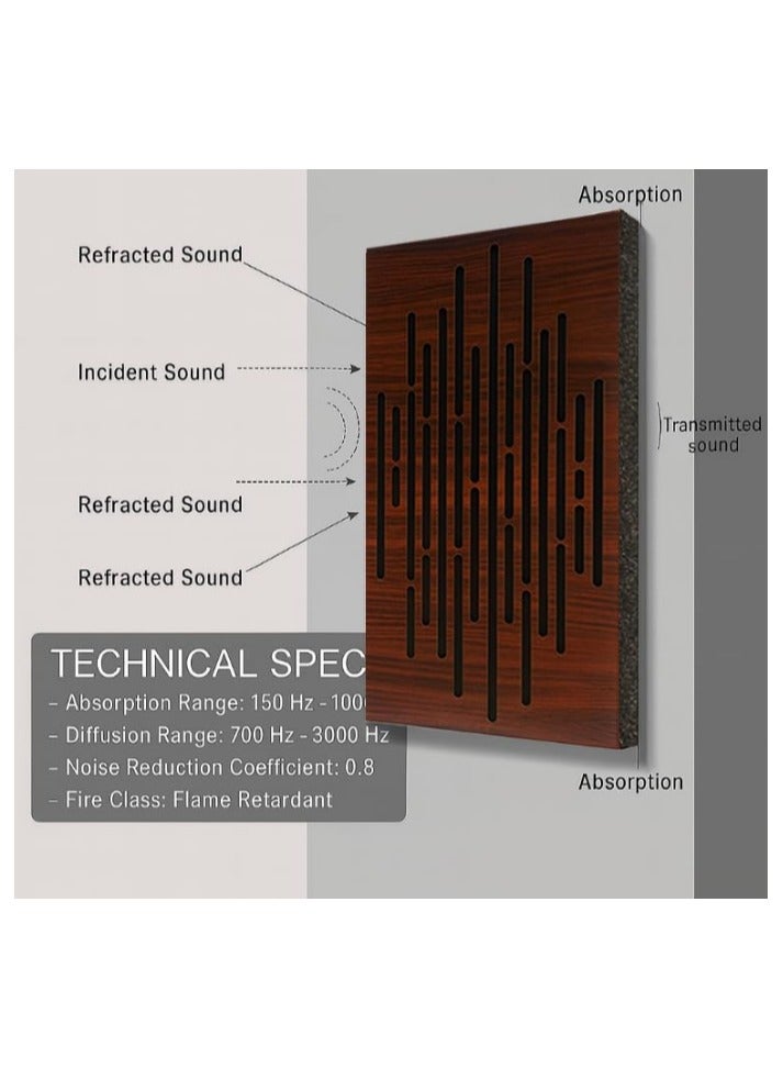 Acoustic Motion Acoustic diffuser panels 25x50x5.5 cm Pulse design with Self-Adhesive,Sound Proof,Diffusion Panels for Home,Studio,Meeting Rooms,Foam+wood Boards For Acoustic Treatment wooden 4 pieces - Image 5