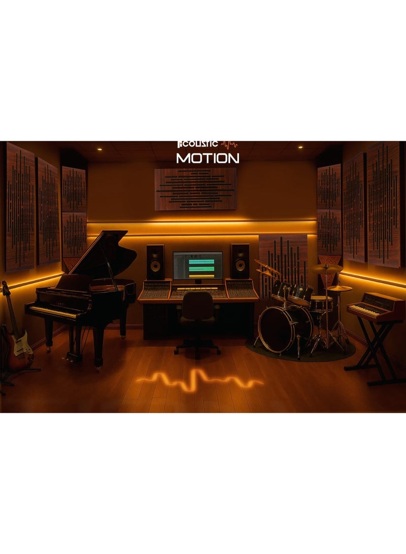 Acoustic Motion Acoustic diffuser panels 25x50x5.5 cm Pulse design with Self-Adhesive,Sound Proof,Diffusion Panels for Home,Studio,Meeting Rooms,Foam+wood Boards For Acoustic Treatment wooden 4 pieces - Image 2