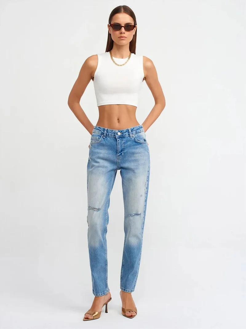 Dilvin DILVIN Low-Waist Straight-Leg Jeans