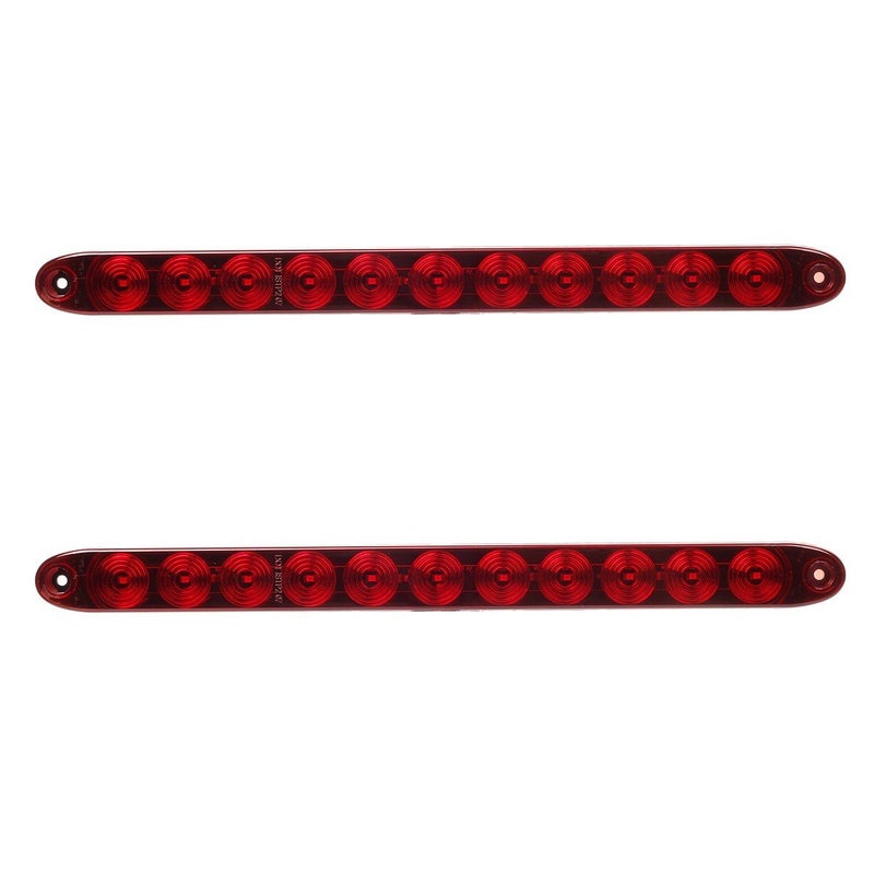 Partsam 2PCS Red 15 11 LED Trailer Light Bar Sealed Stop Turn Tail Park Third 3rd Brake Light Truck Trailer Marker ID Bar Waterproof DOT Compliant