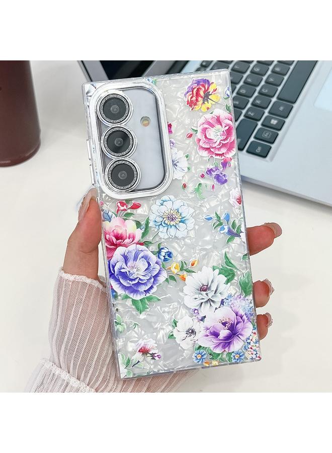 إيروريكس جراب لهاتف Samsung Galaxy A35 5G، مصنوع من مادة TPU بتصميم زهور ونباتات مطلية بالكهرباء - Image 1