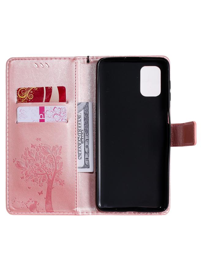 S-TOP Case For Samsung Galaxy M51 Tree & Cat Pattern Pressed Printing Horizontal Flip PU Leather Case with Holder & Card Slots & Wallet & Lanyard - Image 4