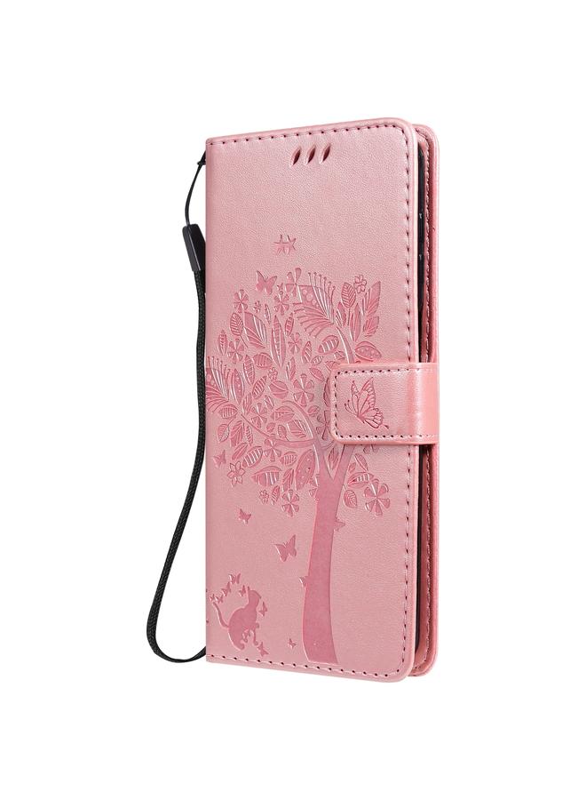 S-TOP Case For Samsung Galaxy M51 Tree & Cat Pattern Pressed Printing Horizontal Flip PU Leather Case with Holder & Card Slots & Wallet & Lanyard - Image 2