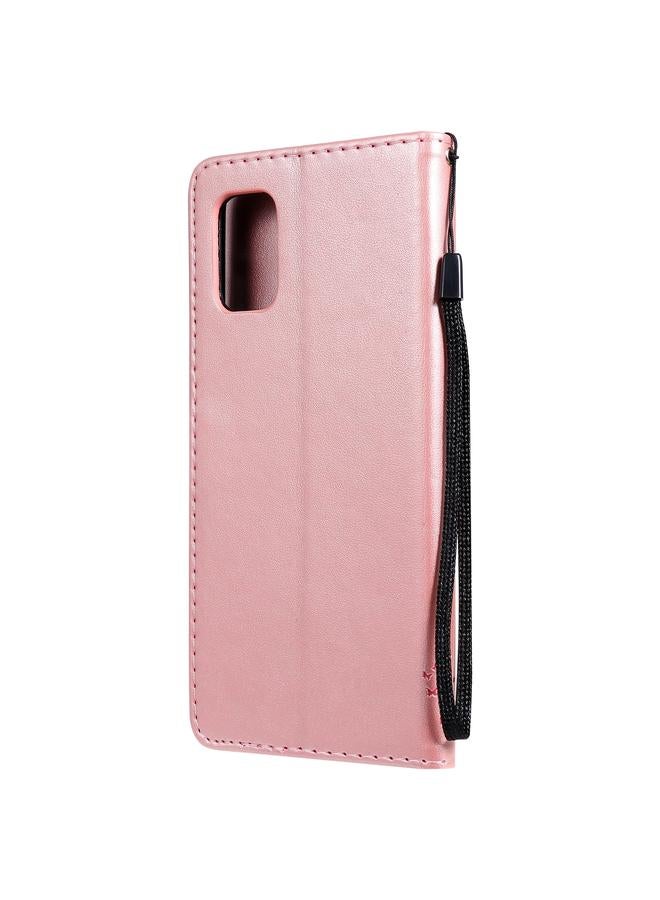 S-TOP Case For Samsung Galaxy M51 Tree & Cat Pattern Pressed Printing Horizontal Flip PU Leather Case with Holder & Card Slots & Wallet & Lanyard - Image 3