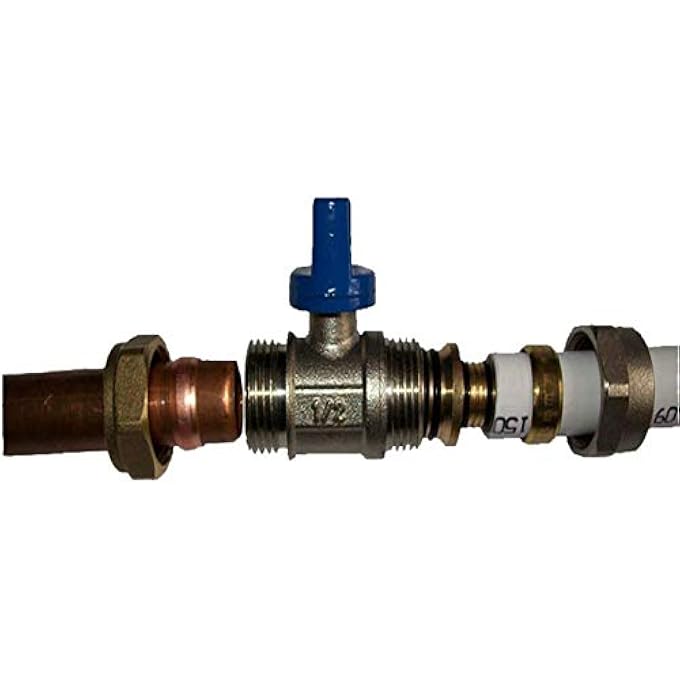 ADAPTER REDUCER 15MM/16MM PEX-AL-PEX BALL VALVE BRASS COMPRESSION FITTINGS BLUE PSW TRADE SUPPLIERS LTD - Image 2