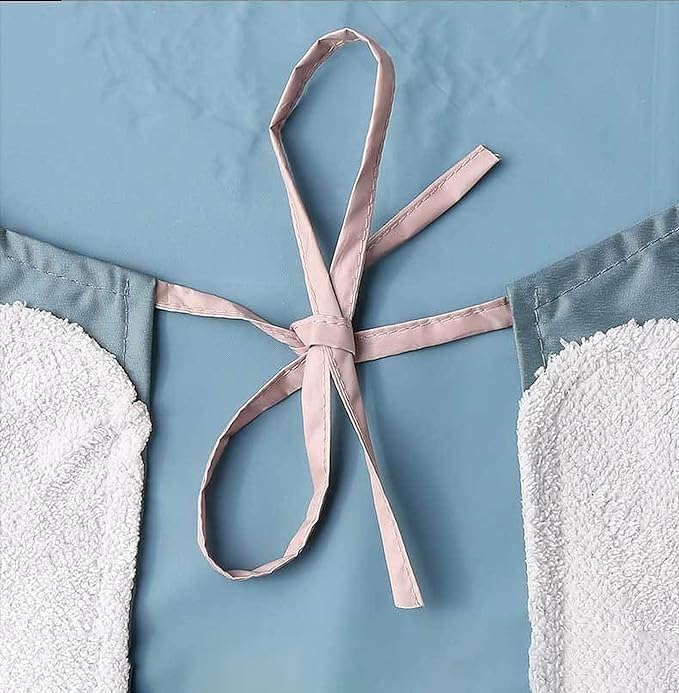 RIEO Hub RIEO Apron for Kitchen Cooking Waterproof and Polyster Apron for Unisex with Pockets and Side Coral Velvet for Wiping Hands Towel Grill Cooking BBQ Chef Apron Kitchen for Home Cooking Sky Blue  - Image 3