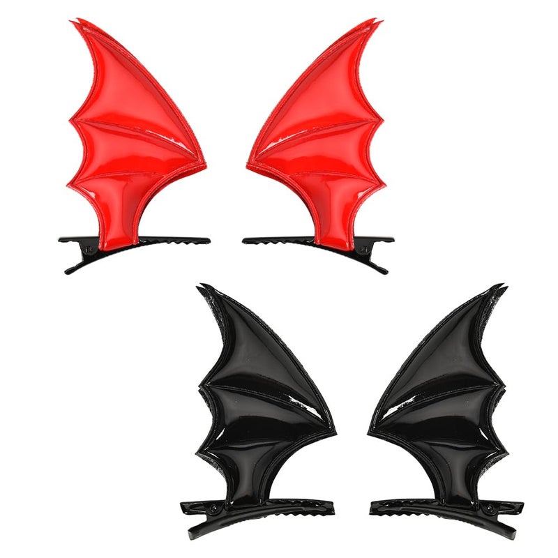 Xiyantiji Halloween Bat Hair Clips for Women Halloween Hair Accessories Red Black Bat Barrettes for Halloween Cosplay Costumes Devil Clips Hairpin 4PCS Bat Wing Hair Clips for Halloween Party Decorations