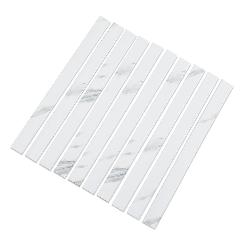 Tilingview 10 Pcs Peel and Stick Tile Trim Edge, Self-Adhesive 12" PVC Molding Edging for Kitchen Backsplash (Marble) - Image 2