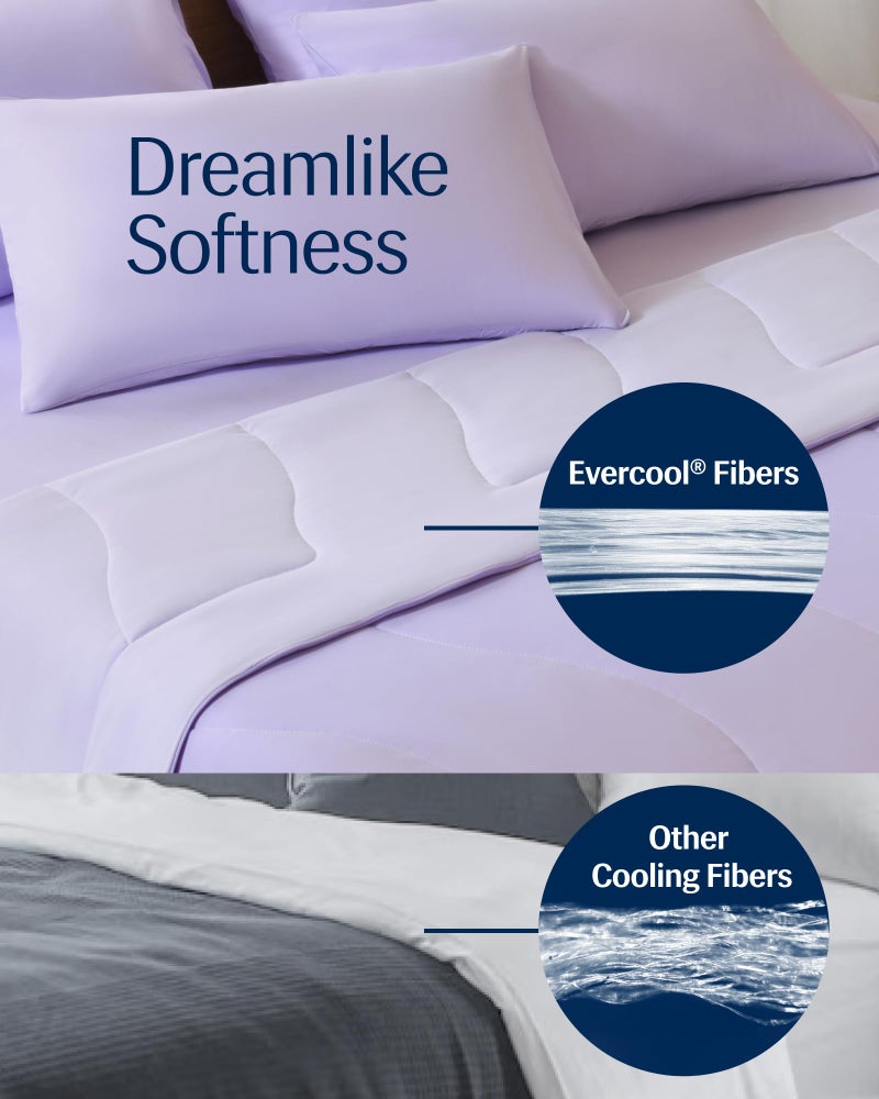 RESTÂ® EvercoolÂ® Cooling Comforter, Twin/Twin XL, Blanket for Hot Sleepers, All Season Bedding to Keep Cool for Night Sweats, Breathable Lightweight Blanket, 68"x90" Inches, Lavender Breeze - Image 4