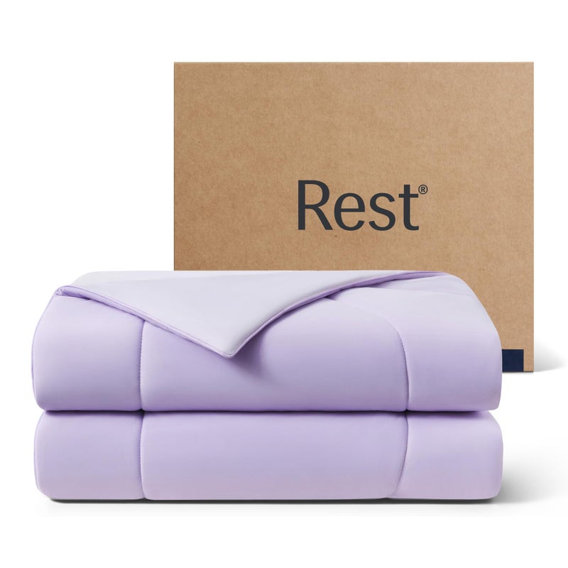 RESTÂ® EvercoolÂ® Cooling Comforter, Twin/Twin XL, Blanket for Hot Sleepers, All Season Bedding to Keep Cool for Night Sweats, Breathable Lightweight Blanket, 68"x90" Inches, Lavender Breeze - Image 1