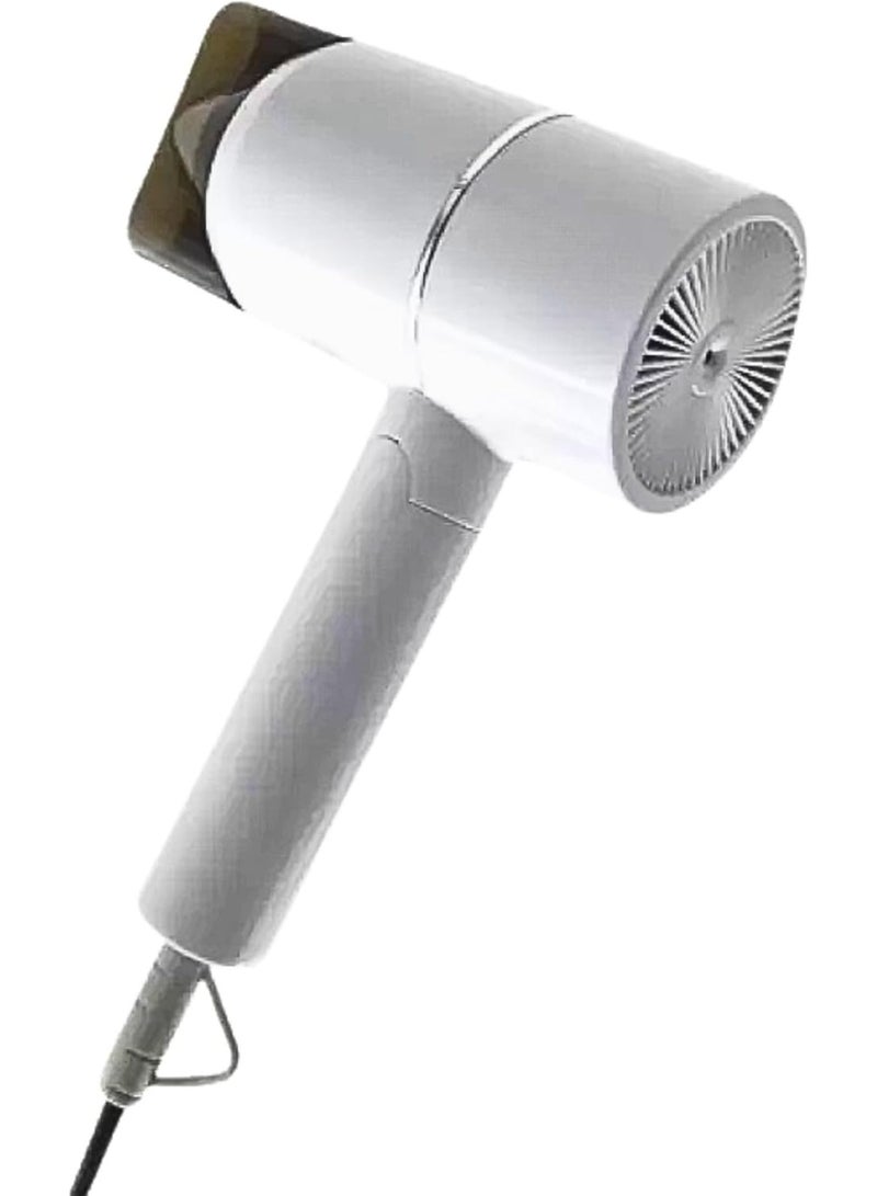 مجفف شعر كهربائي مجفف شعر أيوني محرك تيار متردد ضوء أزرق 1400 واط إعدادان للحرارة تجفيف سريع وسهل خفيف الوزن فوهة واحدة - أبيض - Image 2