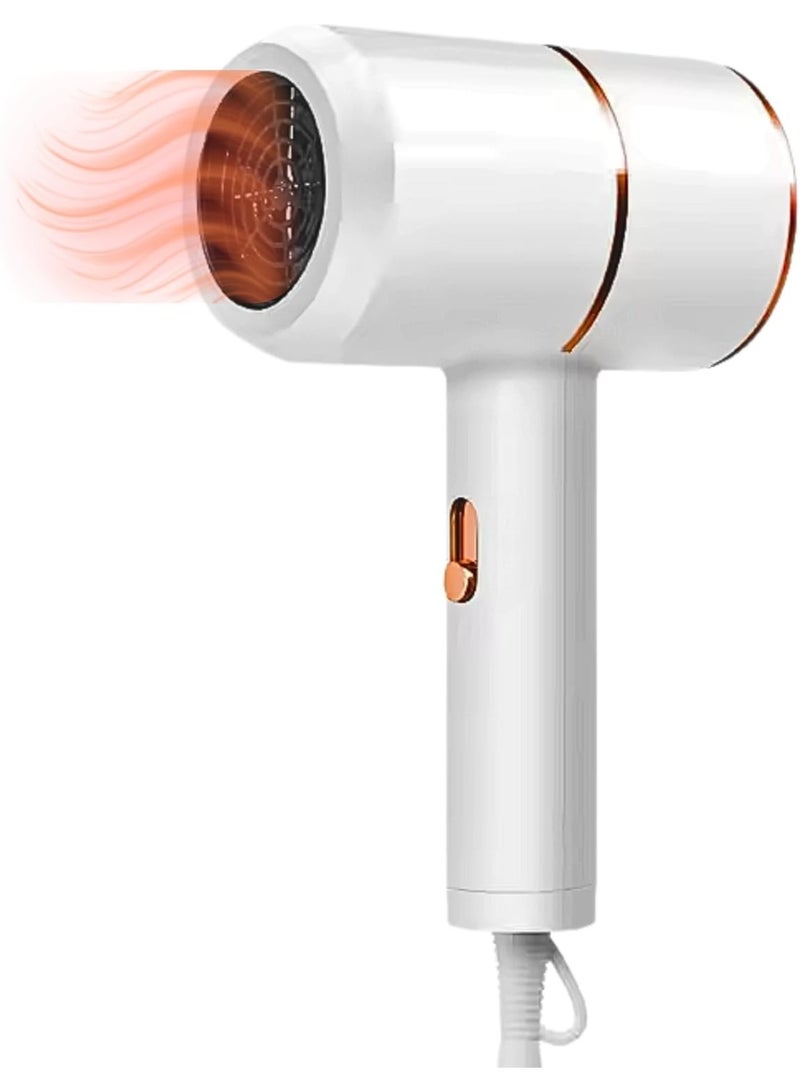 مجفف شعر كهربائي مجفف شعر أيوني محرك تيار متردد ضوء أزرق 1400 واط إعدادان للحرارة تجفيف سريع وسهل خفيف الوزن فوهة واحدة - أبيض - Image 1