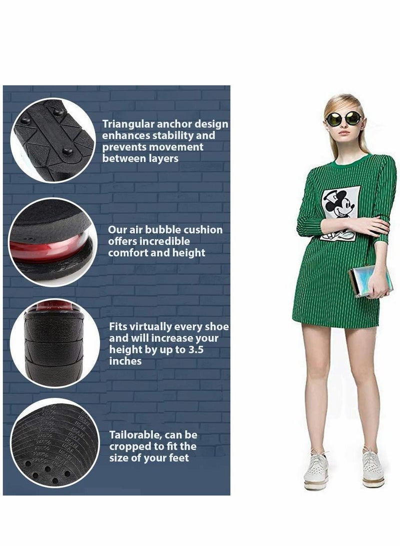 Excefore Height Increase Insoles 4-Layer 1.2inch to 3.5inch Air Cushion Taller Shoes Insoles Heel Insert for Men and Women - Image 3