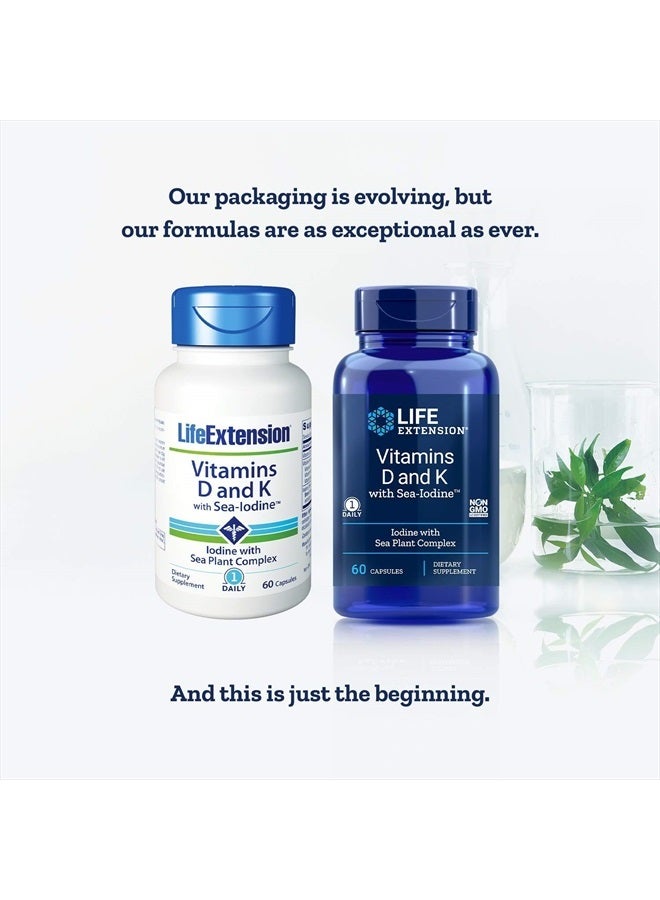Life Extension فيتامينات د وك مع اليود البحري 60 كبسولة (عبوة 2) - Image 2