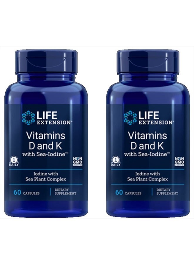 Life Extension فيتامينات د وك مع اليود البحري 60 كبسولة (عبوة 2) - Image 3