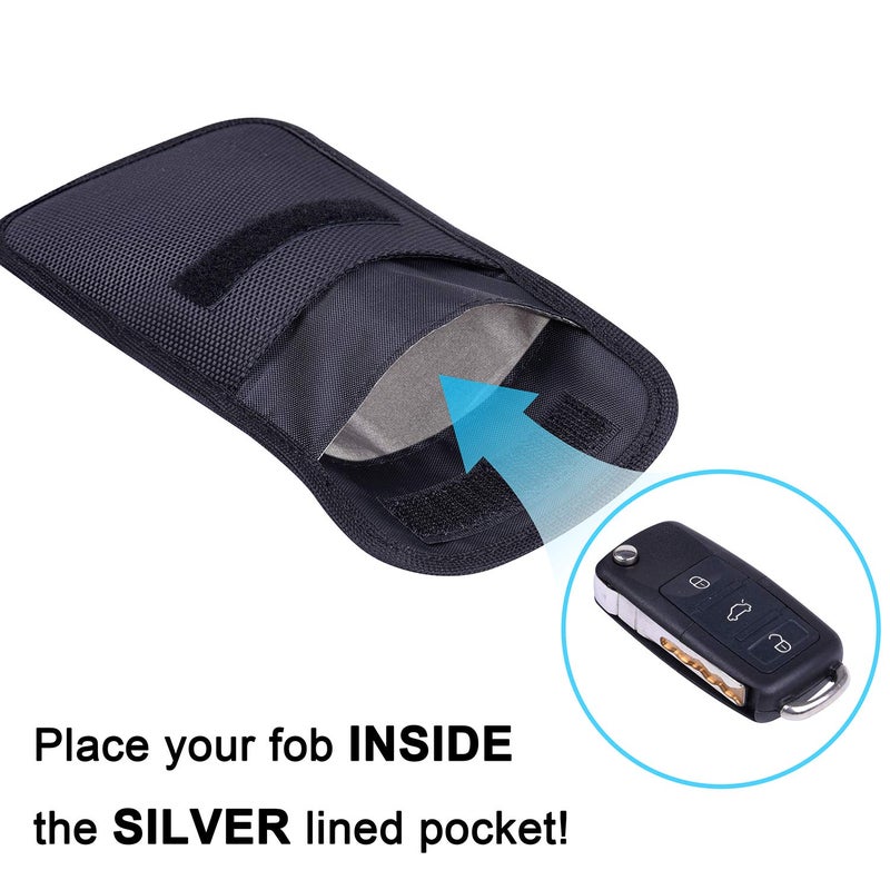 Wisdompro Faraday Bag for Key Fob, 2 Pack WP4694 RFID Key Fob Protector RF Car Signal Blocking Faraday Cage Protector, Anti-Theft Pouch, Anti-Hacking Case Blocker - Black - Image 3