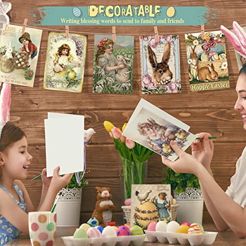 Yinder 24 Pack Vintage Easter Card Bulk Easter Victorian Retro Bunny Greeting Postcards with Envelopes Assorted Funny Notecards for School Home Office Business Gift Supplies, 4 x 6 Inches - Image 3