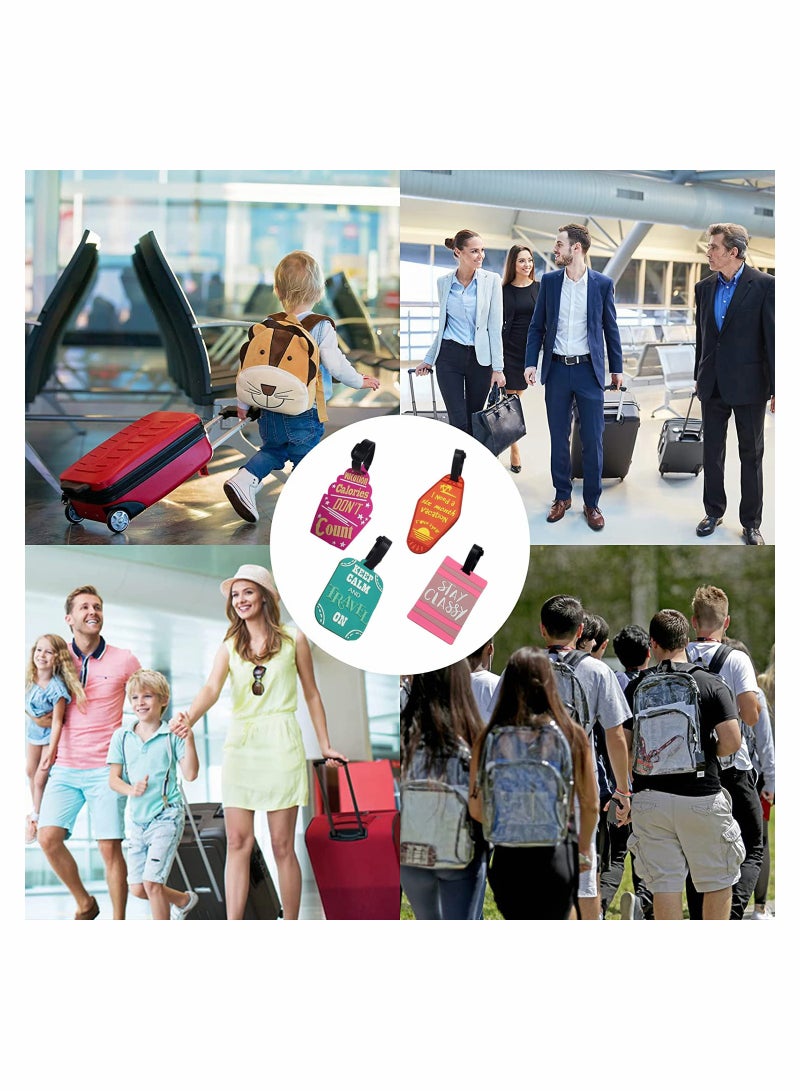 SOLARAE 4 PCS Fun Luggage Label Travel PVC Cute Luggage Labels Travel ID Label for Boys and Girls, for Cabin Bags Carry On Luggage And Suitcases - Image 5