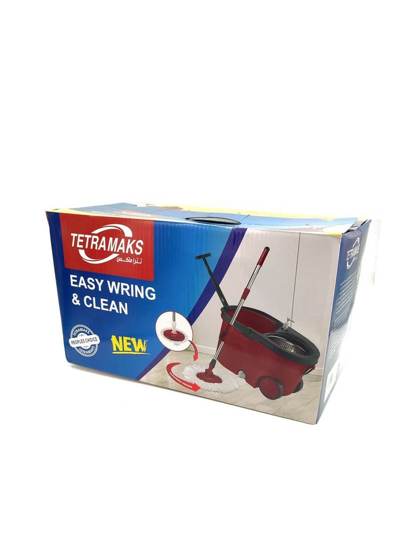 TETRA MAKS 360 Degree Rotating Magic Mop Set With Red Bucket - Image 3