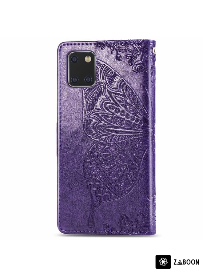 Zaboon Protective Case For Galaxy Note 10 Lite / A81 Butterfly Love Flower Embossed Horizontal Flip Leather Case with Bracket / Card Slot / Wallet / Lanyard - Image 4