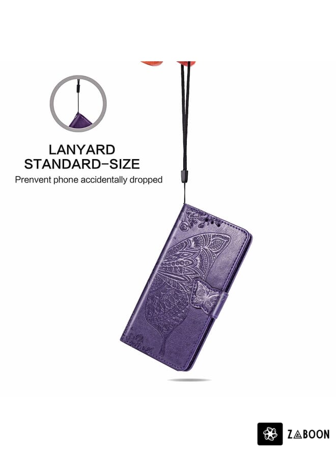 Zaboon Protective Case For Galaxy Note 10 Lite / A81 Butterfly Love Flower Embossed Horizontal Flip Leather Case with Bracket / Card Slot / Wallet / Lanyard - Image 5