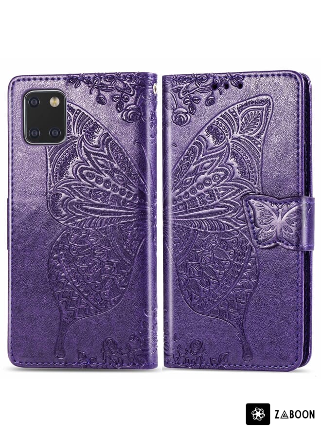 Zaboon Protective Case For Galaxy Note 10 Lite / A81 Butterfly Love Flower Embossed Horizontal Flip Leather Case with Bracket / Card Slot / Wallet / Lanyard - Image 2