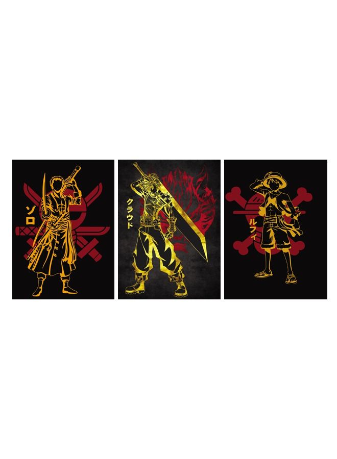 ماركتنا لوحة جدارية فنية لتزين الحائط بتصميم مسلسل ون بيس ثلاث قطع مقاس120X60سم - Image 2