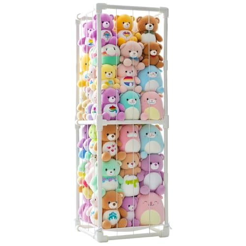 INFTOYCO Large Stuffed Animal Storage Zoo Cage Holder Upgradation PVC Stuffed Animal Storage Organizer Space Saving Plush Toys Zoo Holder for Kidroom Playroom White - Image 1