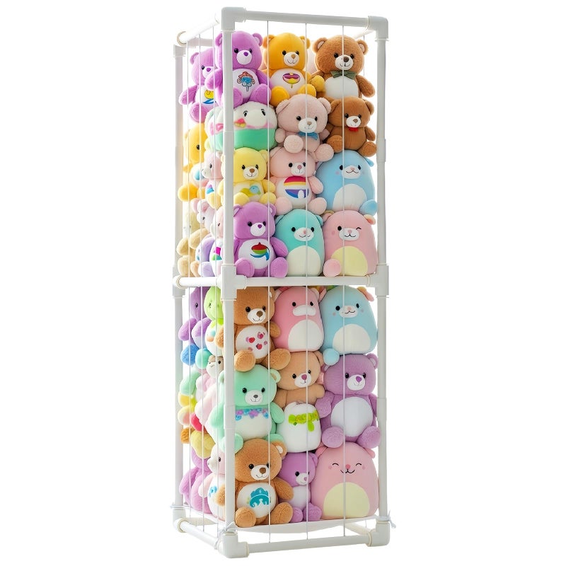 INFTOYCO Large Stuffed Animal Storage Zoo Cage Holder Upgradation PVC Stuffed Animal Storage Organizer Space Saving Plush Toys Zoo Holder for Kidroom Playroom White - Image 2
