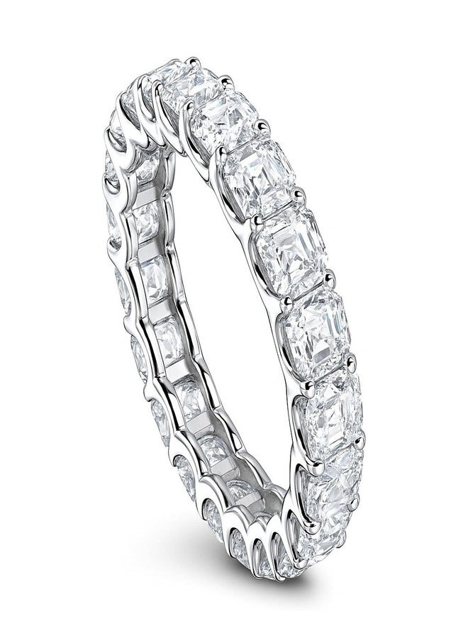 بيركيل خواتم زفاف من الفضة الإسترلينية من بيريكل، خاتم زفاف أنيق قابل للتكديس، خاتم زفاف نسائي مرصع بأحجار الزركونيا المكعبة بقصة آشر - Image 1