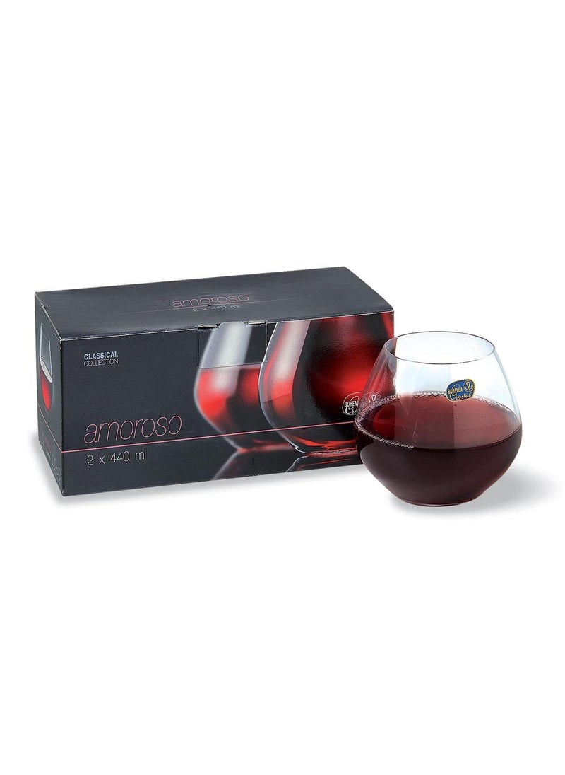 smart serve Bohemia Crystal Amoroso Stemless CocktailGinWine Glass Set 440ml Set of 2 CrystalClearerLighter for Wine Tasting Gift Packaging for Valentines Day Anniversary Birthday Gifts with Gift Box  - Image 2