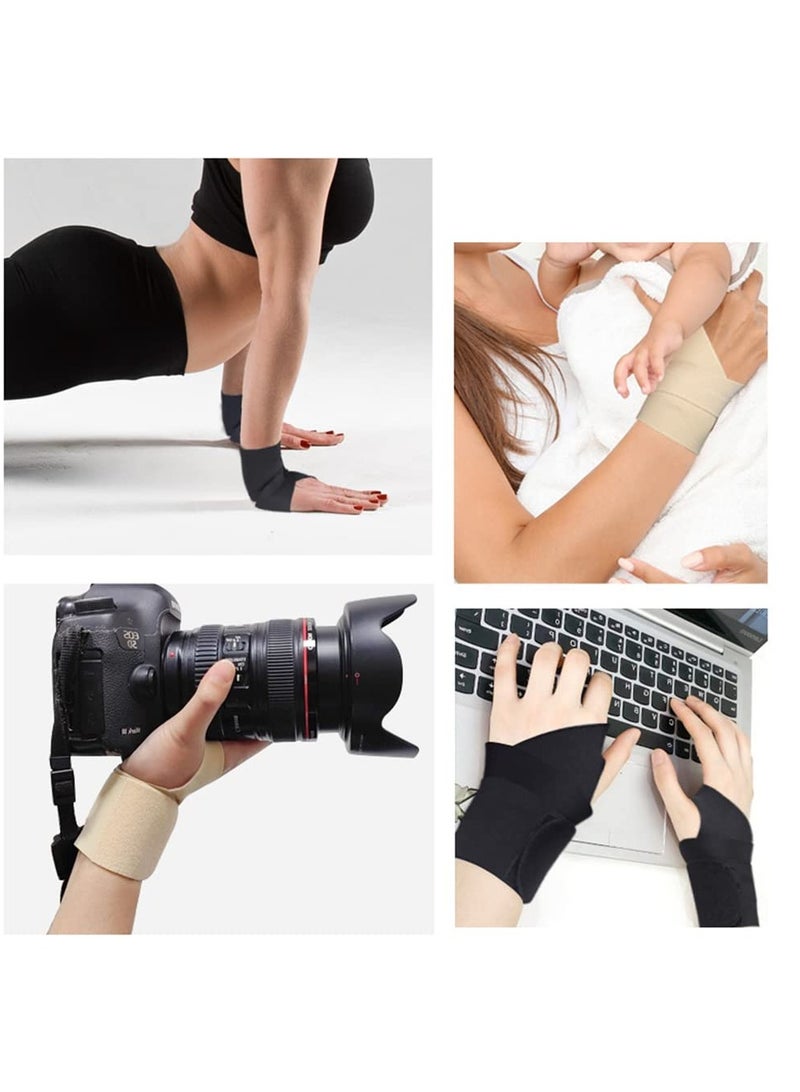 Captaintech Gloves, 1 Pair Wrist Thumb Support Braces, Ultra Thin Soft Elastic Compression Sleeves Fingerless Glove, Adjustable Sports Thumb Bandage Wrap Protector for Women & Men - Image 5
