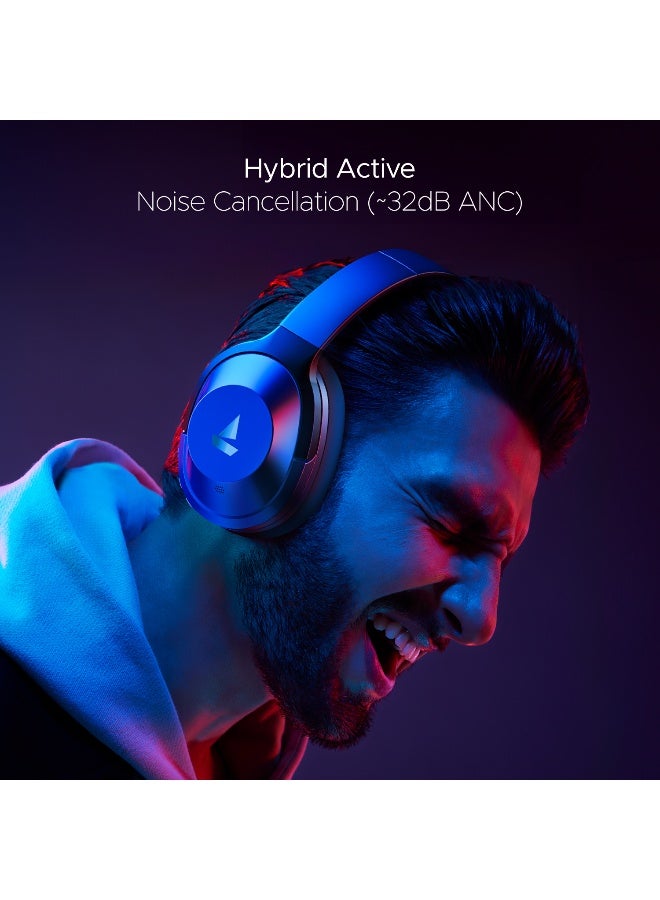 boAt Nirvana 751 ANC w/ Hybrid Active Noise Cancellation(~33dB), 65Hrs Battery, Fast Charge, Ambient Mode, Integrated Controls, Bluetooth Headphones with Mic Bold Blue - Image 2